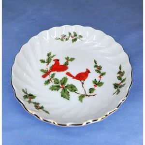 Lefton Cardinals Christmas Bowl Holiday 1984 Trinket Dish Japan Soap Candy